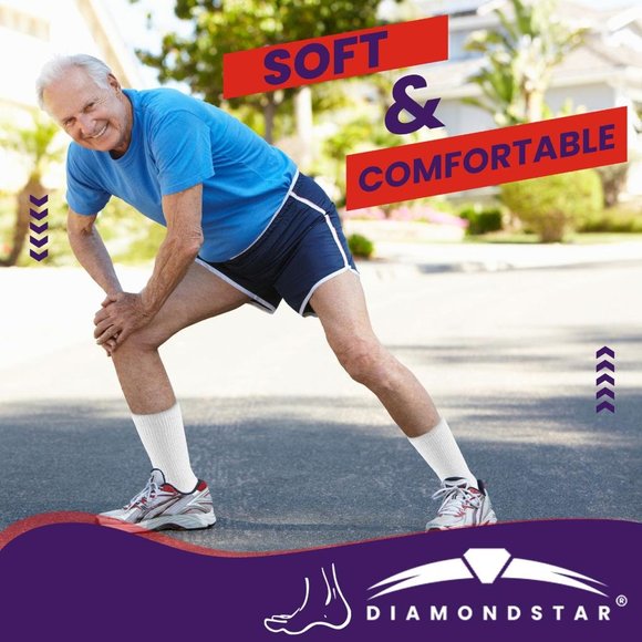 Diabetic Socks, Non-Binding Circulatory Cushion Cotton Crew Diabetic Socks White - Picture 8 of 8